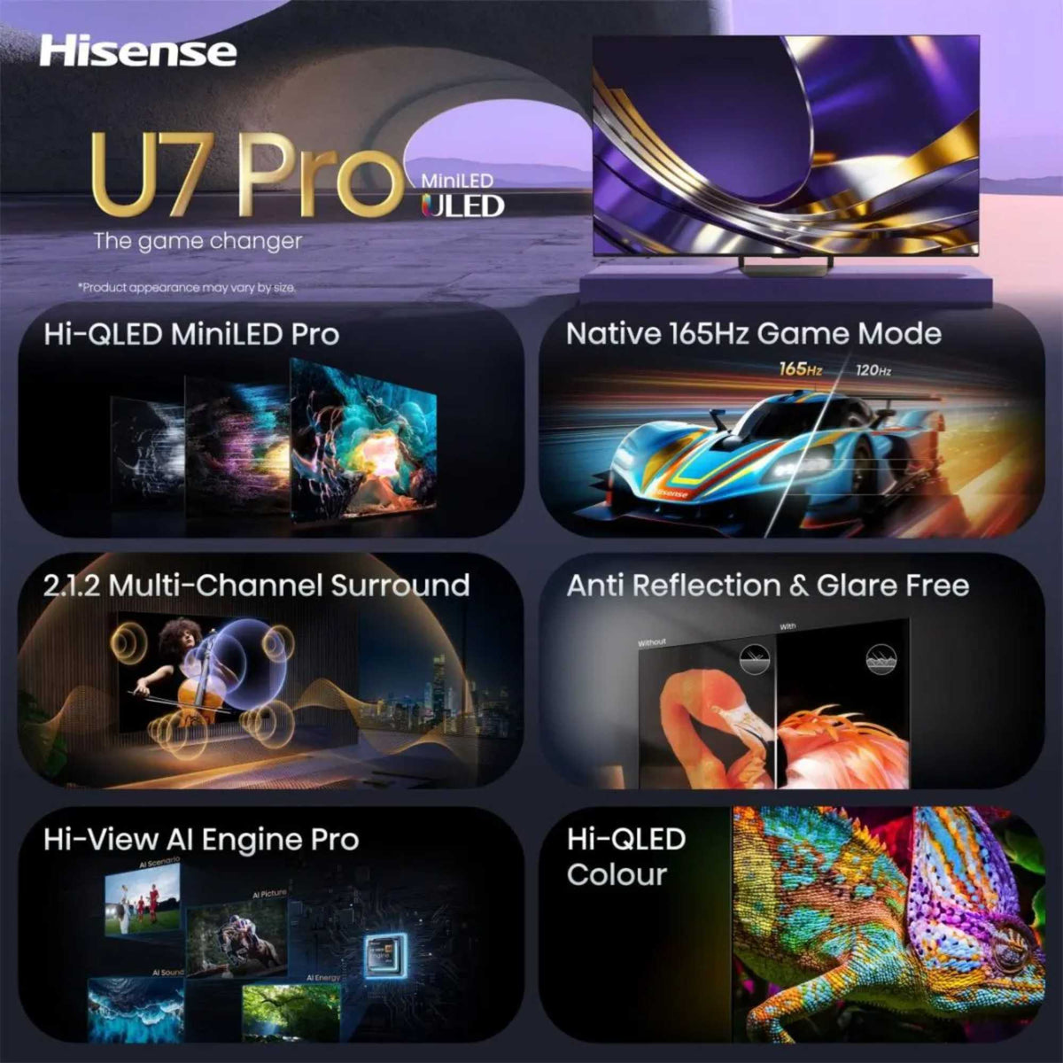 Hisense U7STUK-PRO 85" 4K Ultra HD ULED Freely Smart TV - 85U7STUK-PRO