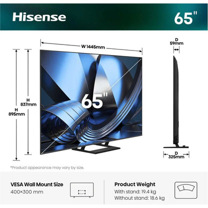 Hisense U7S 65" 4K Ultra HD ULED MiniLED Smart TV - 65U7STUK