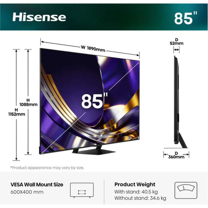Hisense U7STUK-PRO 85" 4K Ultra HD ULED Freely Smart TV - 85U7STUK-PRO