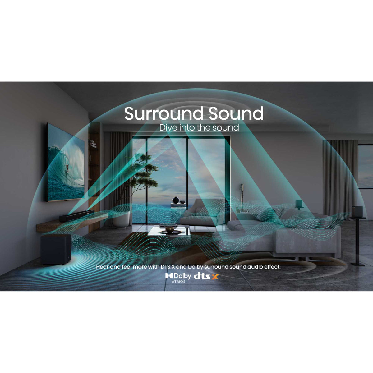 Hisense AX5125H 5.1.2 Channel Cinematic Soundbar with Wireless Subwoofer