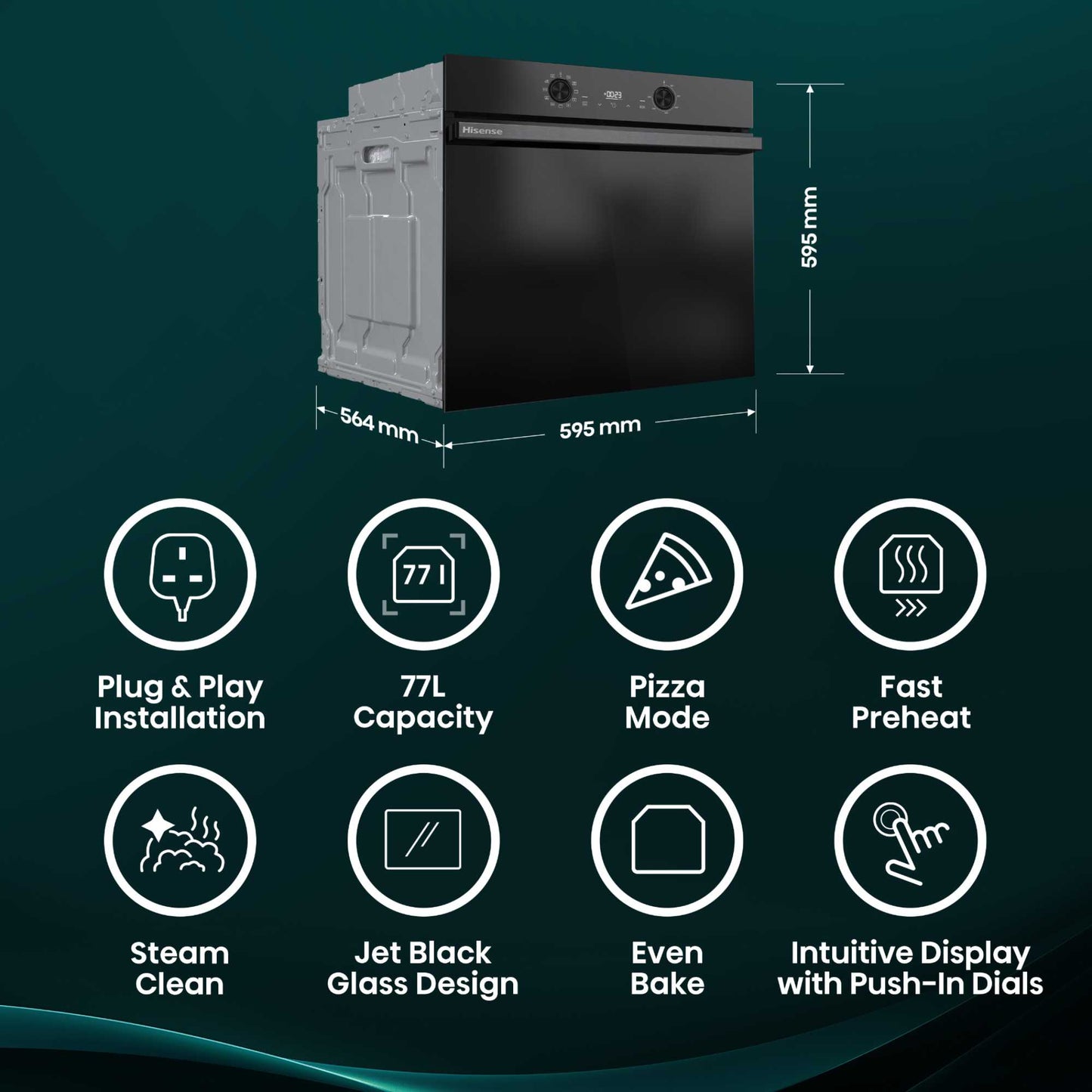 Hisense BI622ABPGUK Hi2 77L Built-in Electric Steam Oven - Black