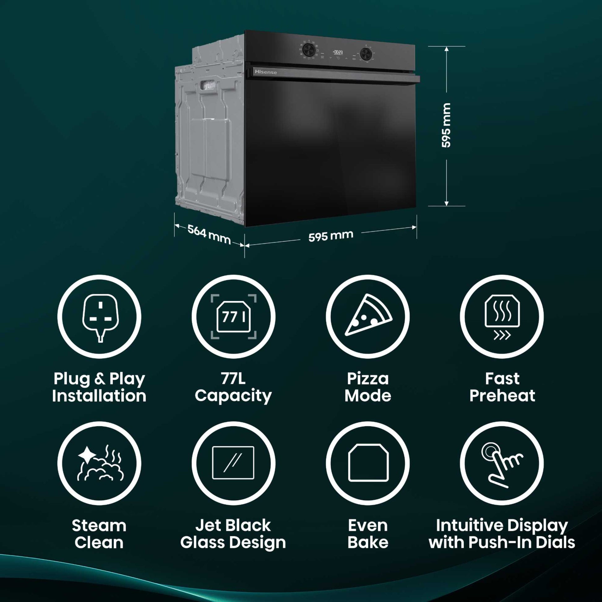 Hisense BI622ABPGUK Hi2 77L Built-in Electric Steam Oven - Black