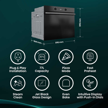 Hisense BI622ABPGUK Hi2 77L Built-in Electric Steam Oven - Black