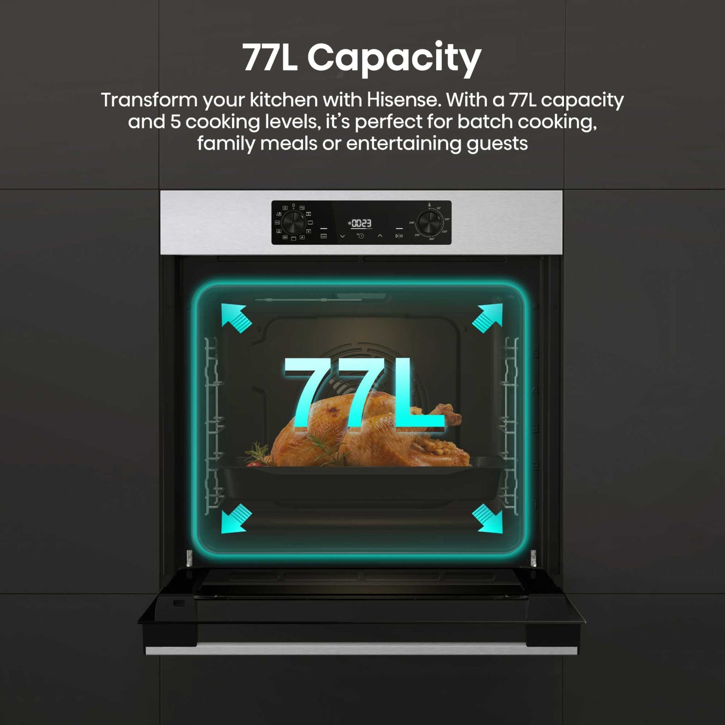 Hisense BI622AXPGUK Hi2 77L Built-in Electric Steam Oven - Black