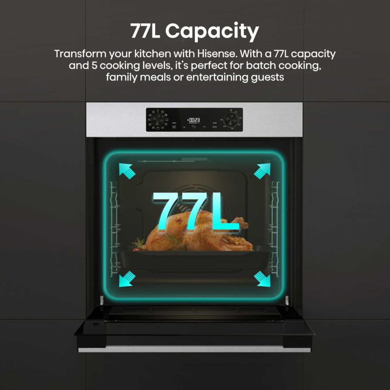 Hisense BI622AXPGUK Hi2 77L Built-in Electric Steam Oven - Black