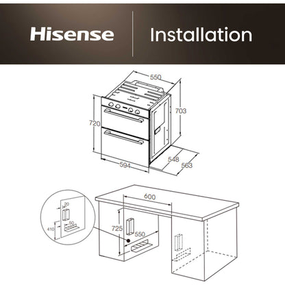 Hisense BID75211XUK Built-Under Double Oven - Stainless Steel