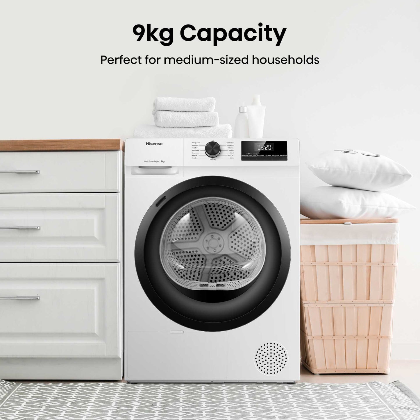 Hisense 9kg Heat Pump Tumble Dryer - DH1Q902BW2