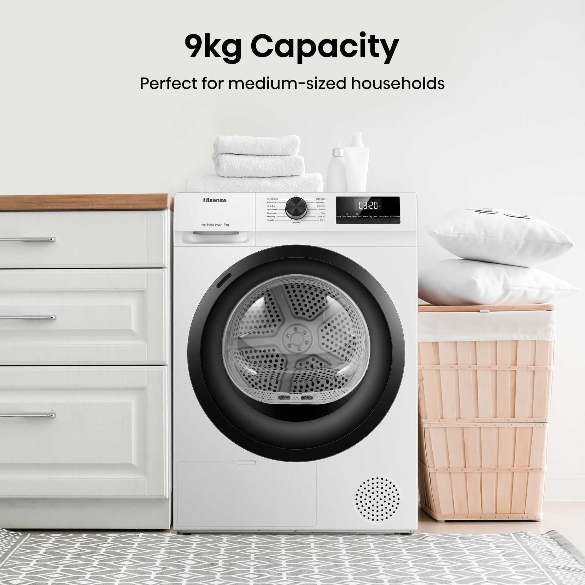 Hisense 9kg Heat Pump Tumble Dryer - DH1Q902BW2