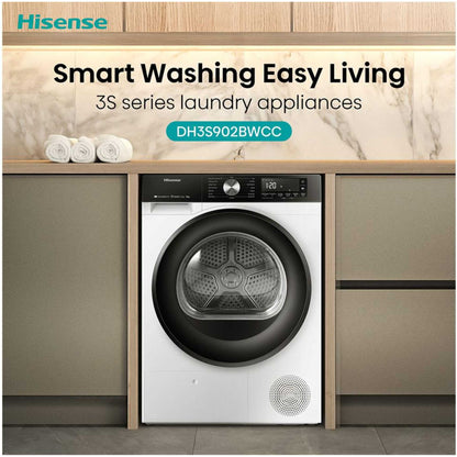 Hisense 3S 9kg Heat Pump Tumble Dryer - DH3S902BWCC