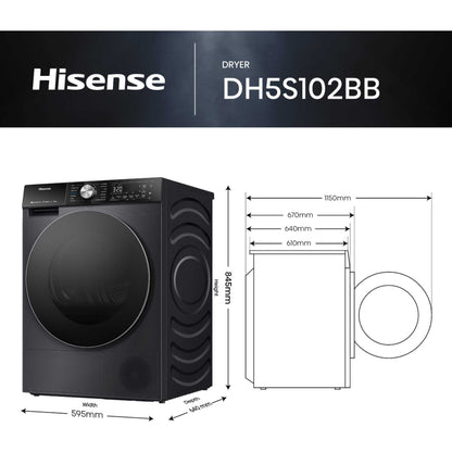 Hisense 5S 10kg Heat Pump Tumble Dryer - DH5S102BB