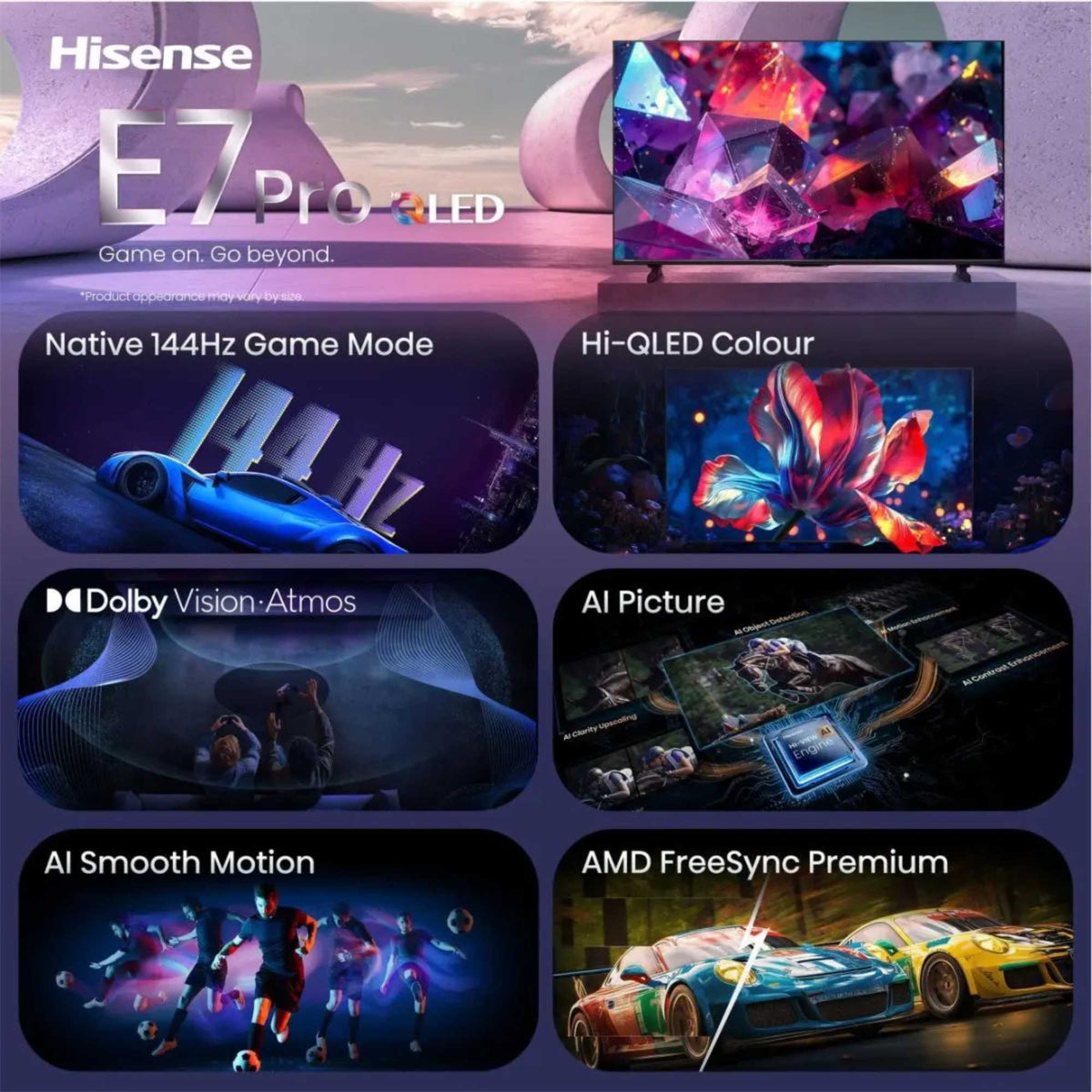 Hisense E7STUK-PRO 75" 4K Ultra HD Hi-QLED Freely Smart TV - 75E7STUK-PRO
