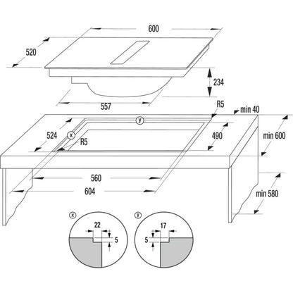 Hisense Hi6 HEH6432BSCWF 4 Burner 60cm Electric Induction Hob