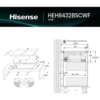 Hisense HEH8432BSCWF 83cm 4 Vented Induction Hob