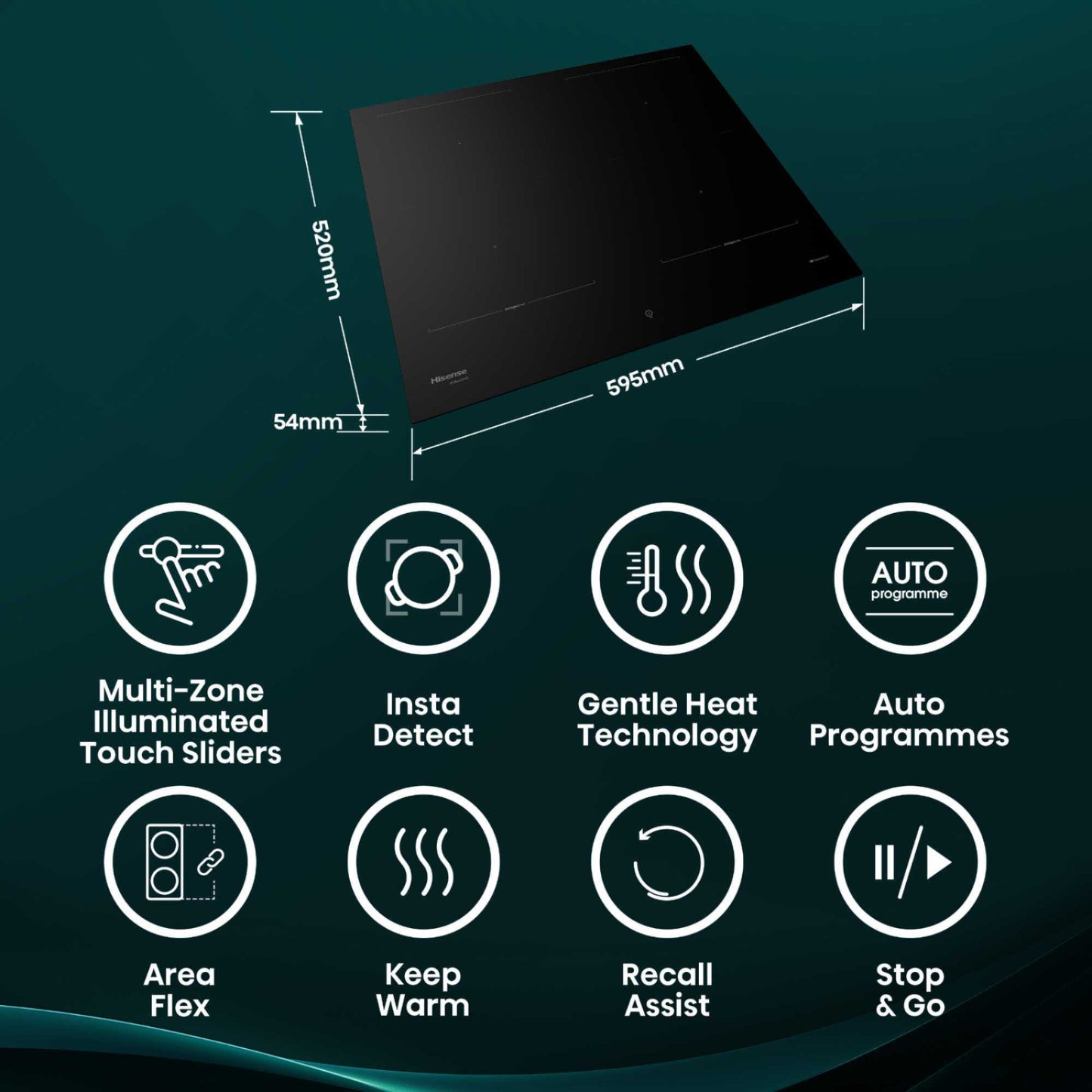 Hisense HI6443BSCWF Hi8 60cm 4 Zone Induction Hob - Black