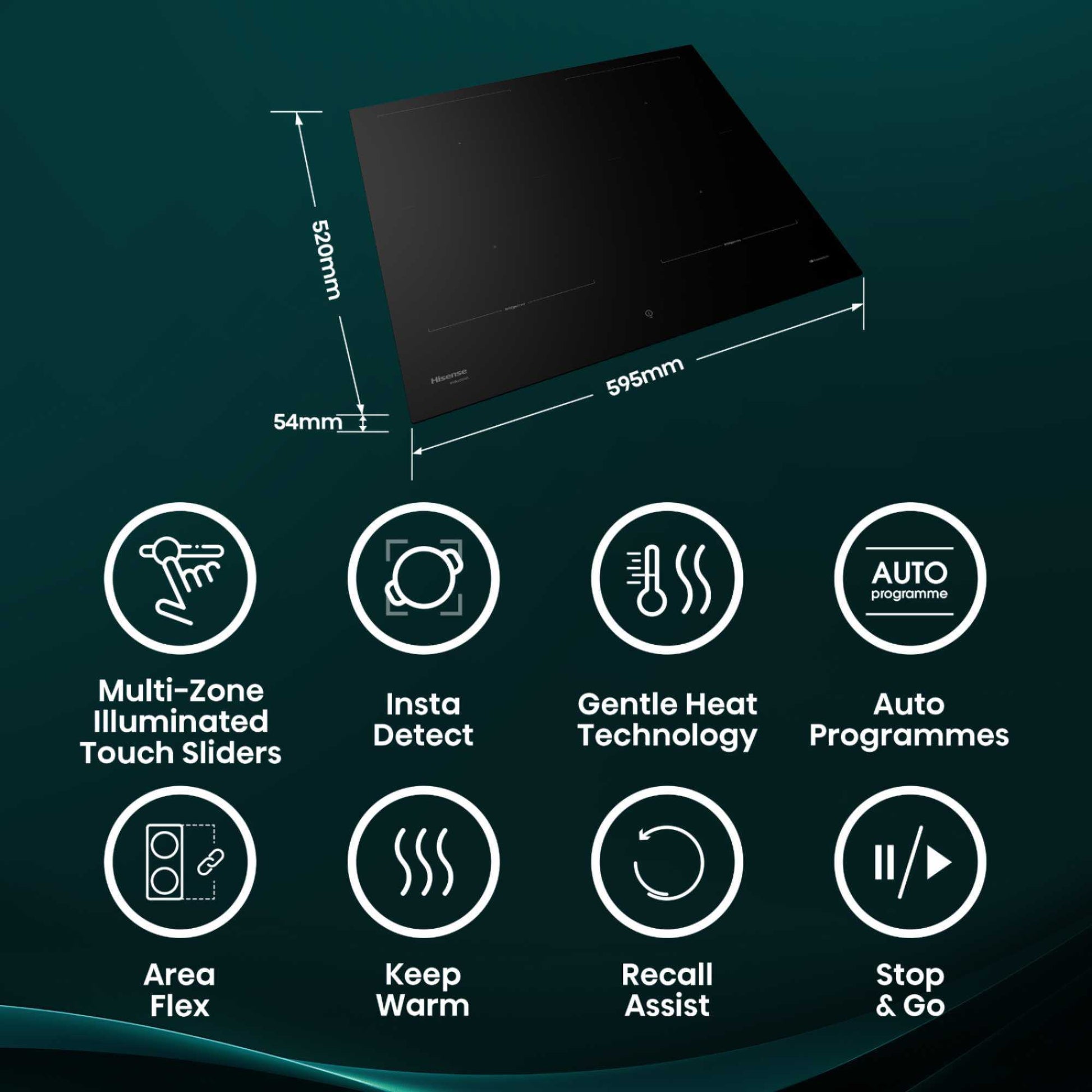 Hisense HI6443BSCWF Hi8 60cm 4 Zone Induction Hob - Black