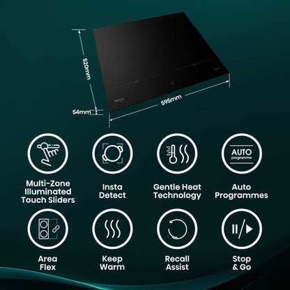 Hisense HI6443BSCWF Hi8 60cm 4 Zone Induction Hob - Black