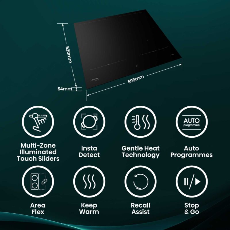 Hisense HI6443BSCWF Hi8 60cm 4 Zone Induction Hob - Black