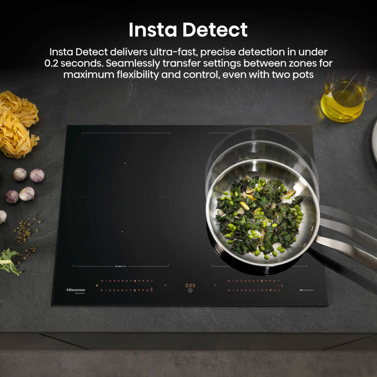 Hisense HI6443BSCWF Hi8 60cm 4 Zone Induction Hob - Black