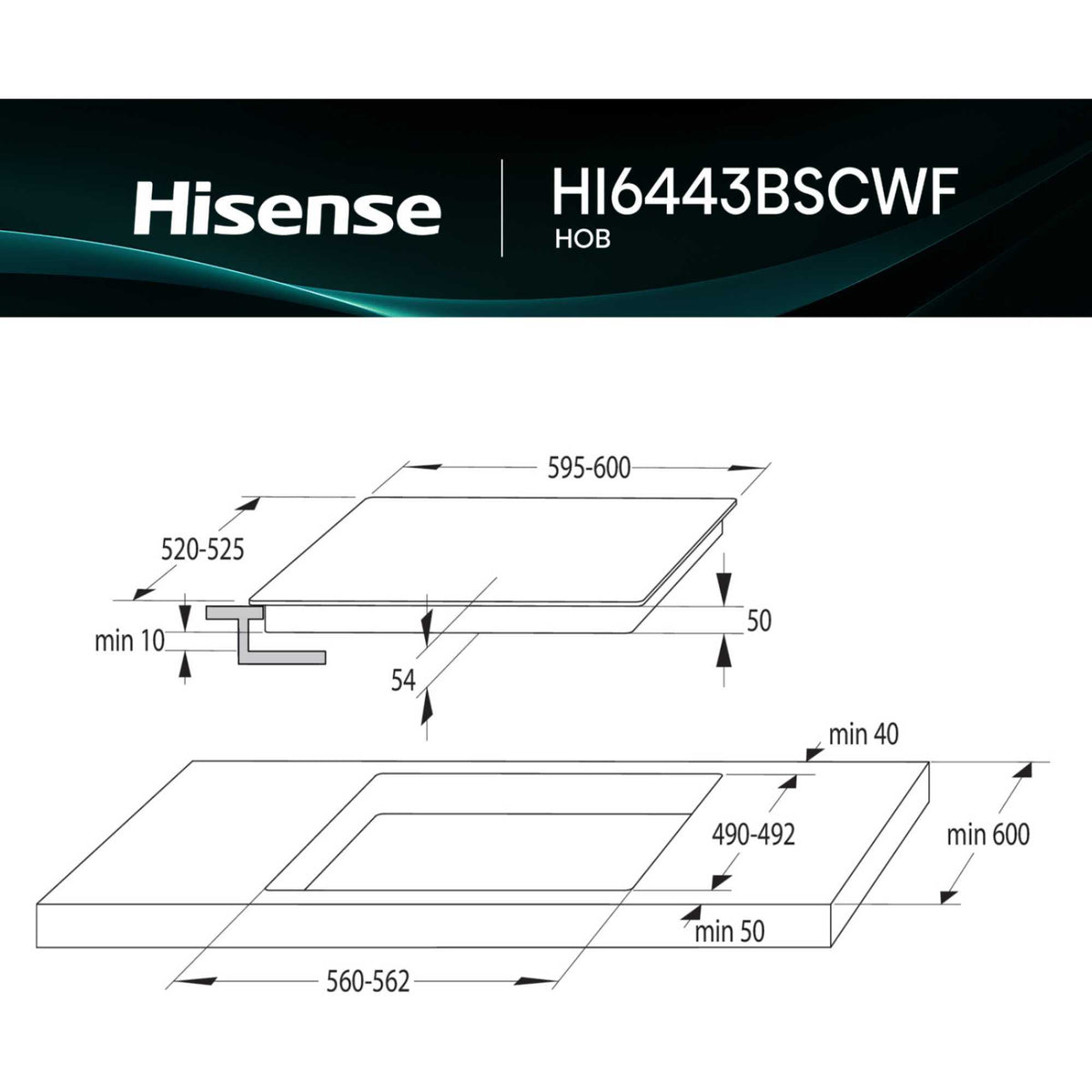 Hisense HI6443BSCWF Hi8 60cm 4 Zone Induction Hob - Black