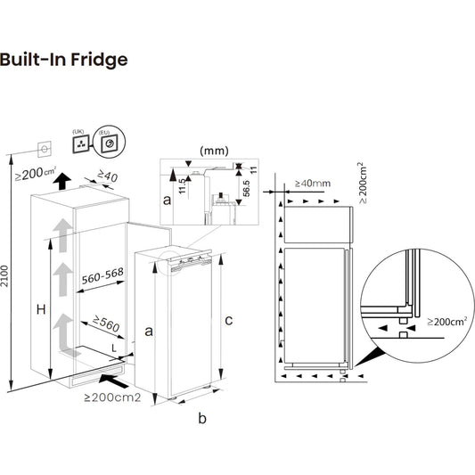Hisense Built-In Larder Fridge Total No Frost - RL3B303SAWE