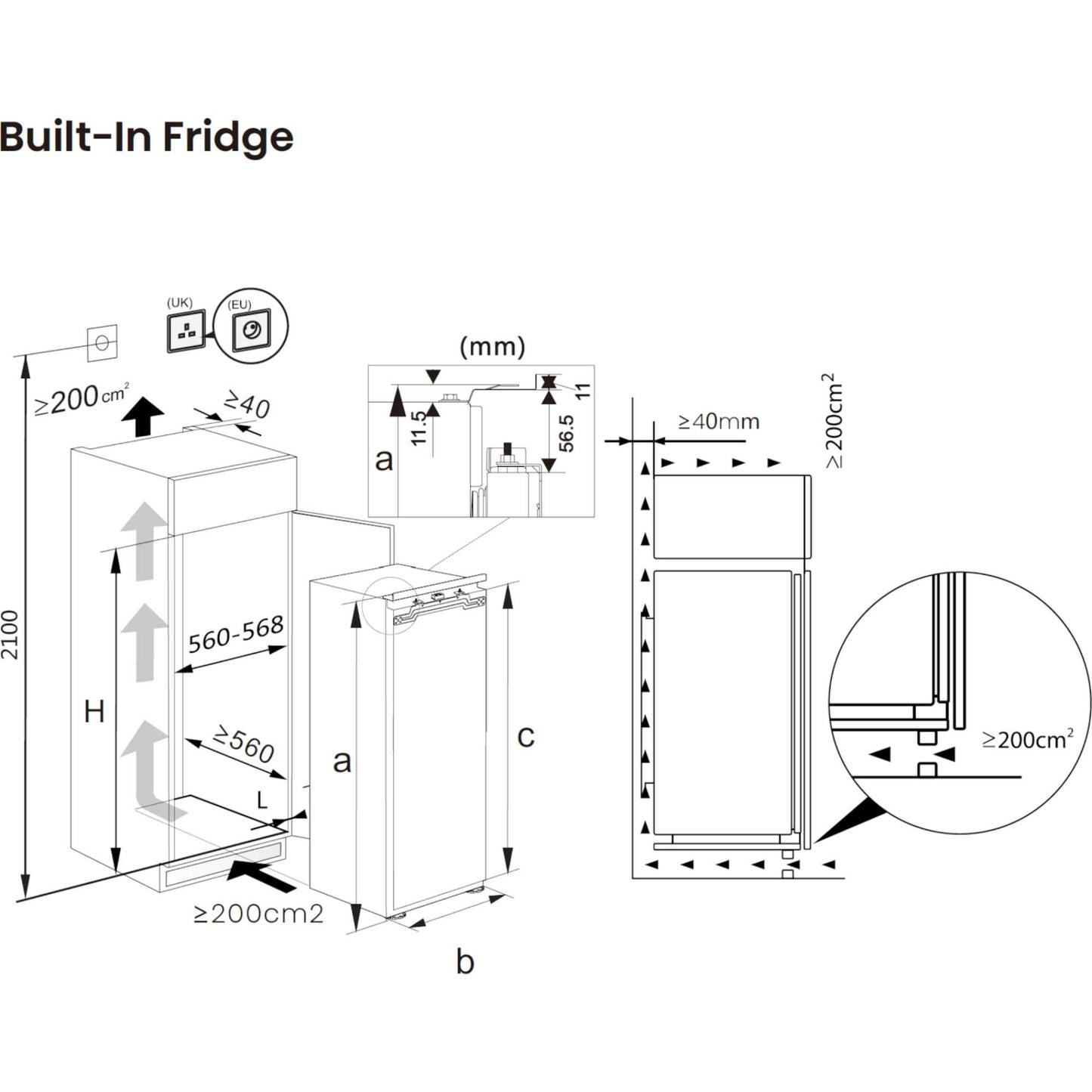 Hisense Built-In Larder Fridge Total No Frost - RL3B303SAWE