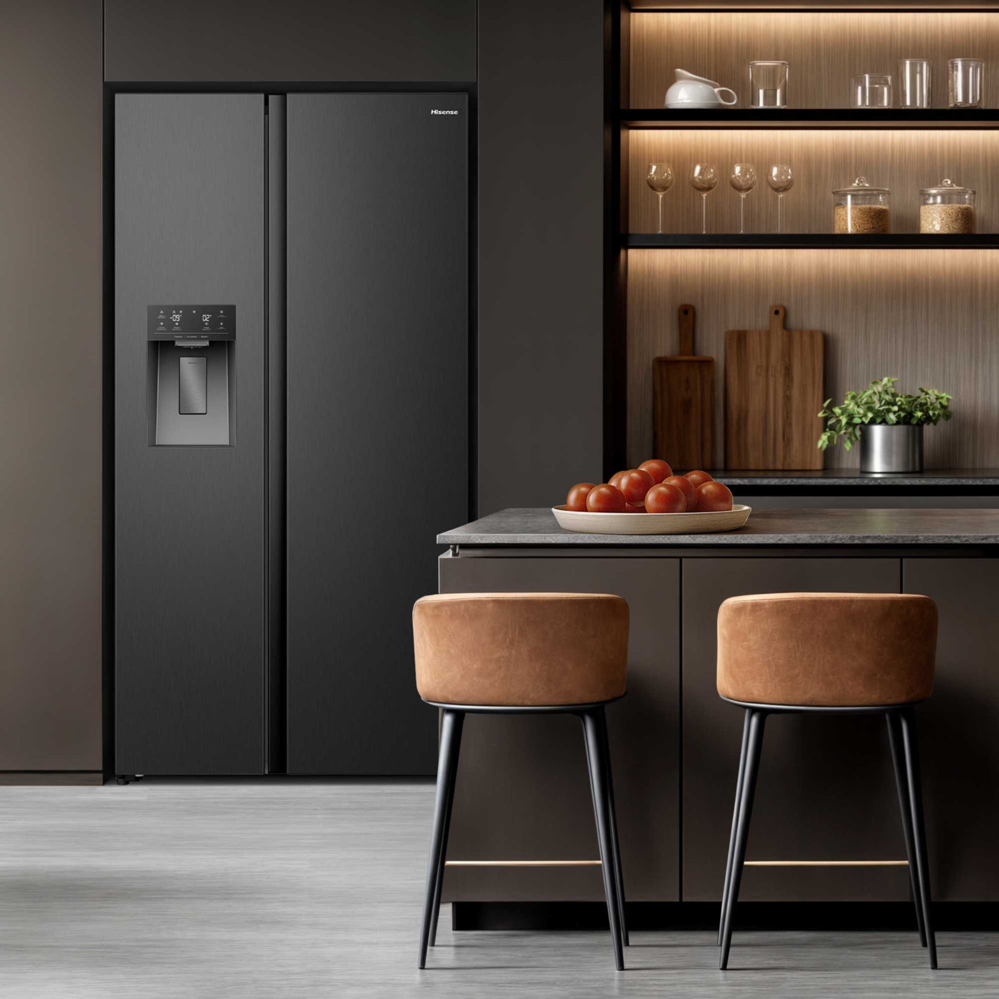 Hisense PureFlat American Style Fridge Freezer 60/40 Total No Frost - Black - RS5P528STBE