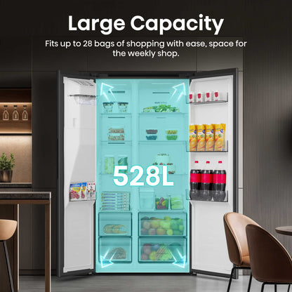 Hisense PureFlat American Style Fridge Freezer 60/40 Total No Frost - Black - RS5P528STBE
