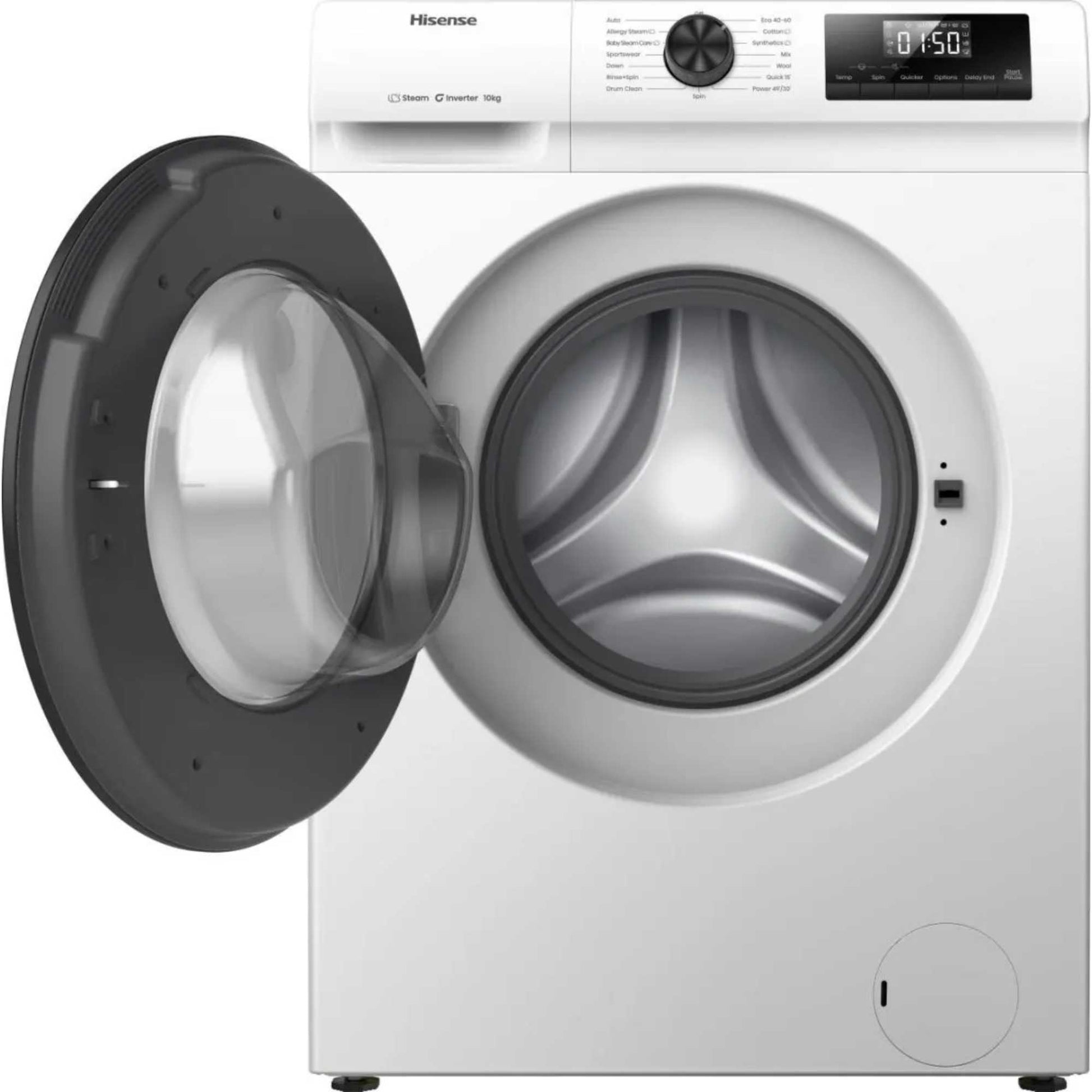 Hisense WF1Q1041BW 10kg 1400 Spin, Steam Washing Machine - White