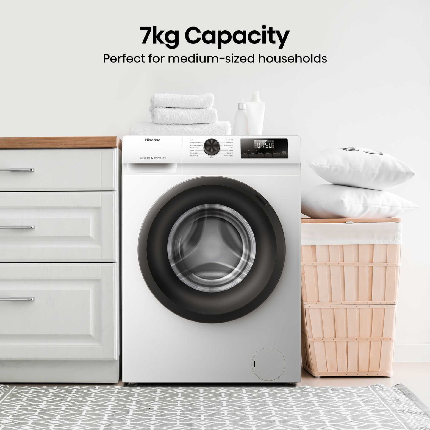 Hisense 7kg 1200rpm Washing Machine - WF1Q7021BW