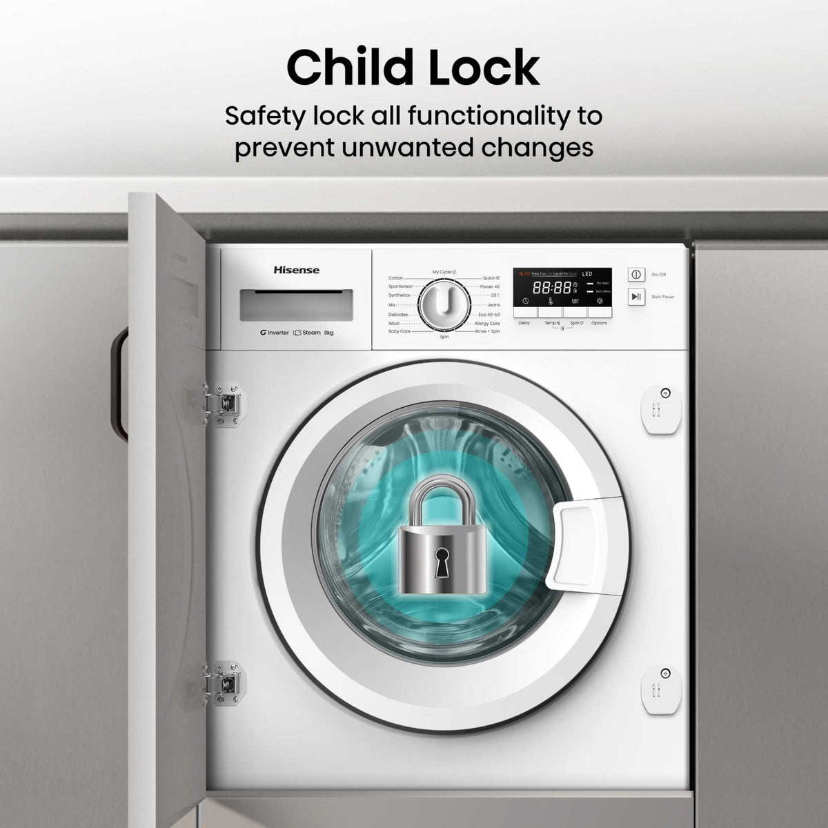 Hisense WF3M841BWI 8kg 1400rpm Built-in Washing Machine