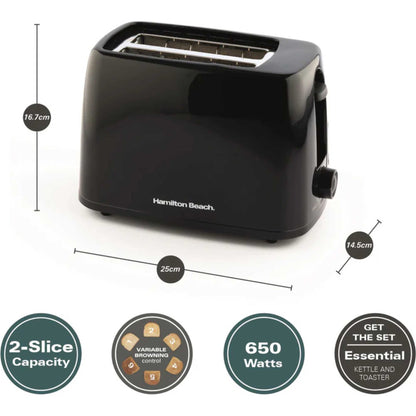 Hamilton Beach HB1116B Essential 2 Slice Toaster - Black