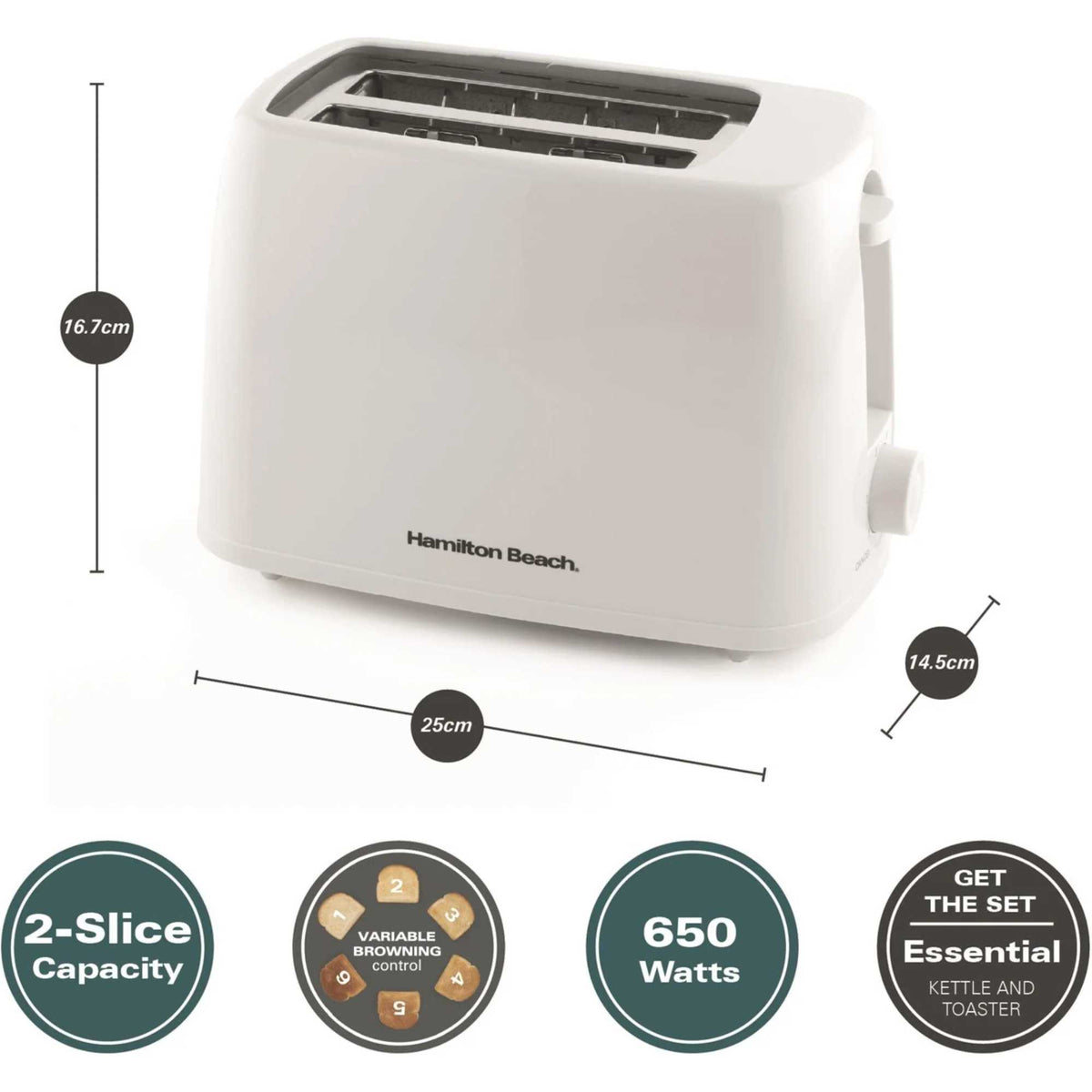 Hamilton Beach HB1116W Essential 2 Slice Toaster - White