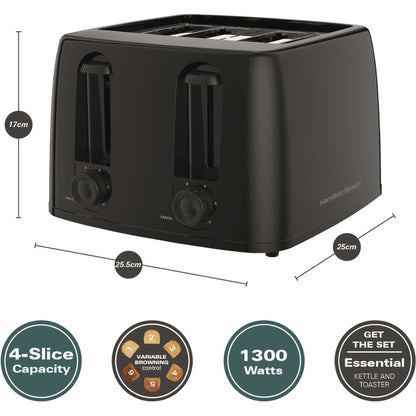 Hamilton Beach HB4T5032B 1300W Essential Toaster 4 Slice - Black