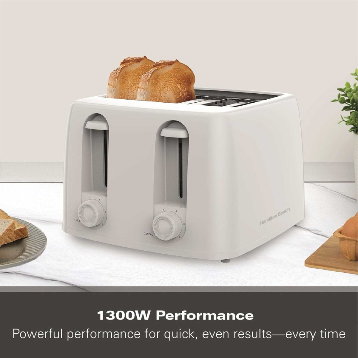 Hamilton Beach HB4T5032W 1300W Essential Toaster 4 Slice - White