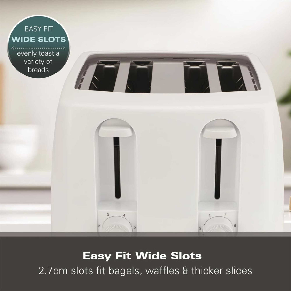Hamilton Beach HB4T5032W 1300W Essential Toaster 4 Slice - White