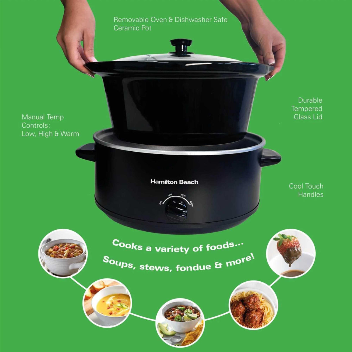 Hamilton Beach HBSC070B The Family Favourite 6.5L Slow Cooker - Black