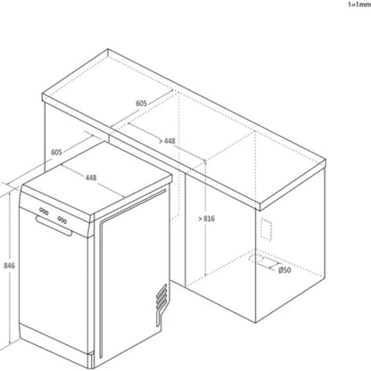 Hoover H-Dish 500 Freestanding Slimline Dishwasher - HDPH 2D1049W-80