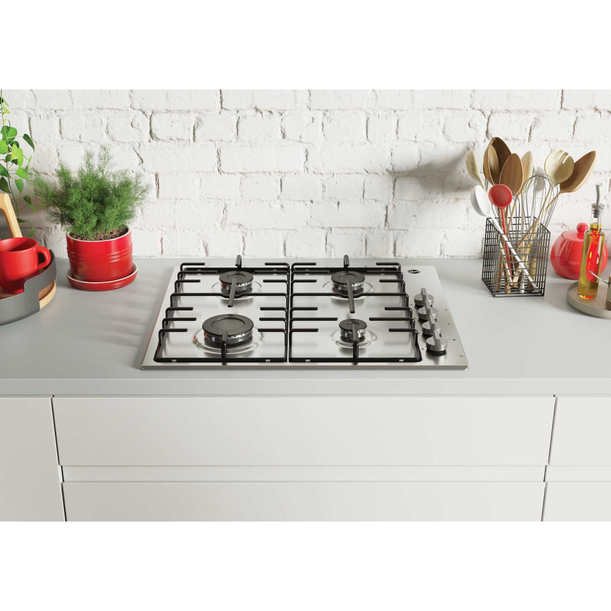 Hoover H-Hob 300 Gas HHW6LK3X 60cm 4 Gas Burner Hob - Stainless Steel