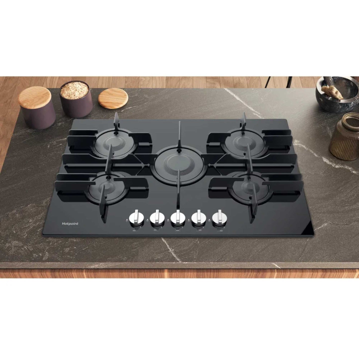 Hotpoint FTGHG 751 D/H(BK) 75cm 5 Burner Gas Hob - Black
