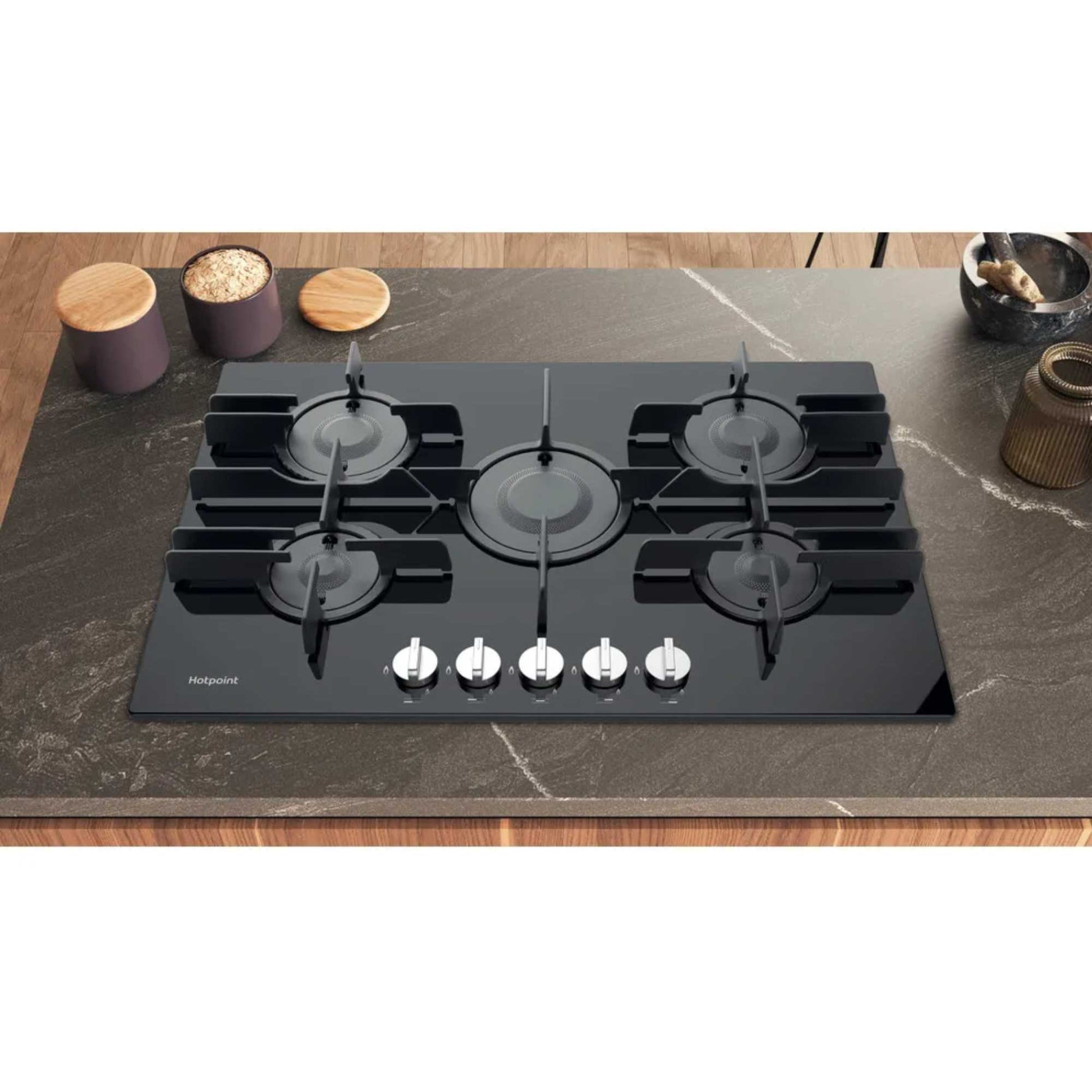 Hotpoint FTGHG 751 D/H(BK) 75cm 5 Burner Gas Hob - Black