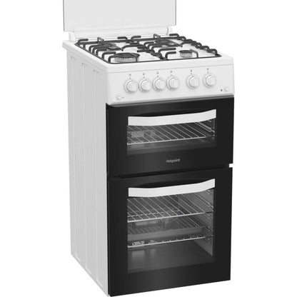 Hotpoint 50cm Gas Double Oven Cooker - HDG5GCW