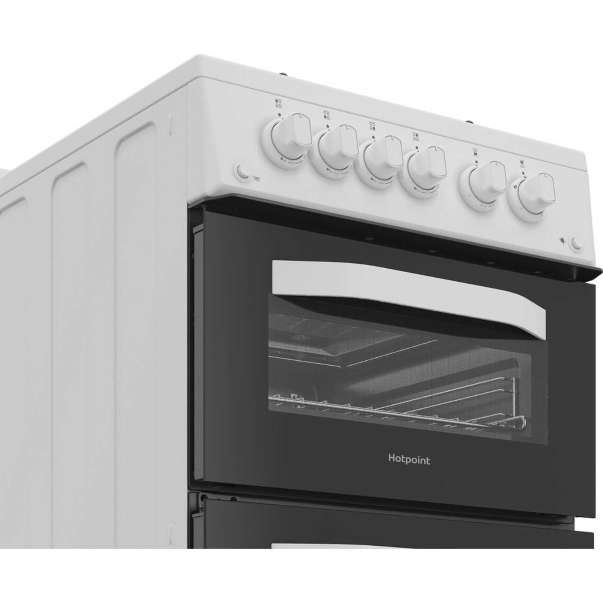 Hotpoint 50cm Gas Double Oven Cooker - HDG5GCW