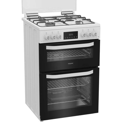 Hotpoint 60cm Gas Double Oven Cooker - HDG6GDCW