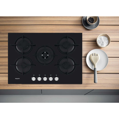 Hotpoint HGS 72S BK 75cm 5 Burner Gas Hob - Black