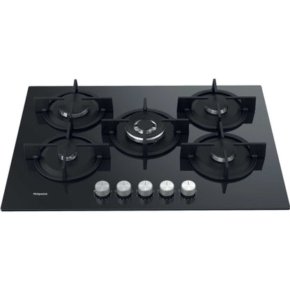 Hotpoint HGS 72S BK 75cm 5 Burner Gas Hob - Black