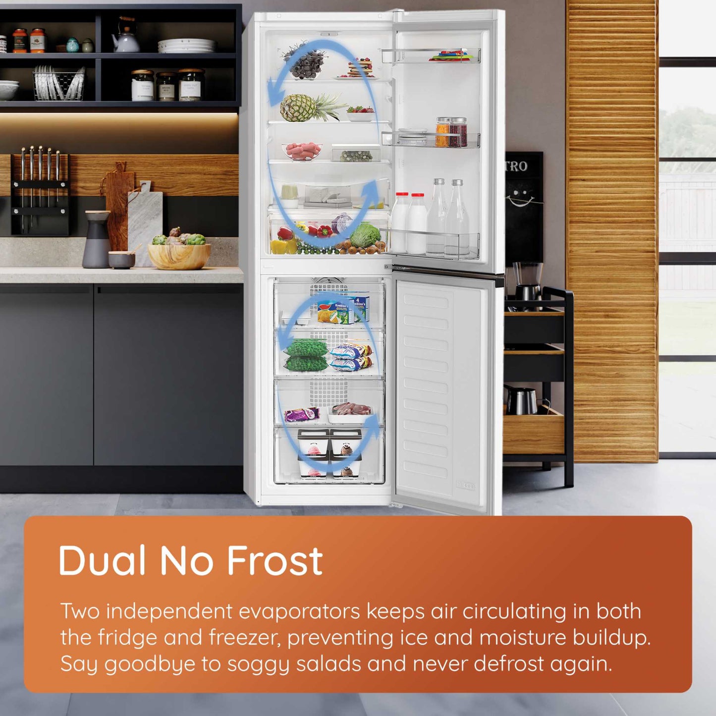 Hotpoint Fridge Freezer 70/30 Dual No Frost - Brushed Steel - HPKF 5351 XP4UK
