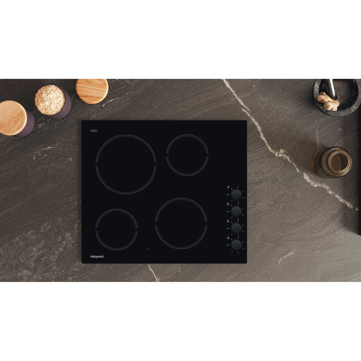 Hotpoint HR 620 R H 60cm 4 Zone Ceramic Hob - Black