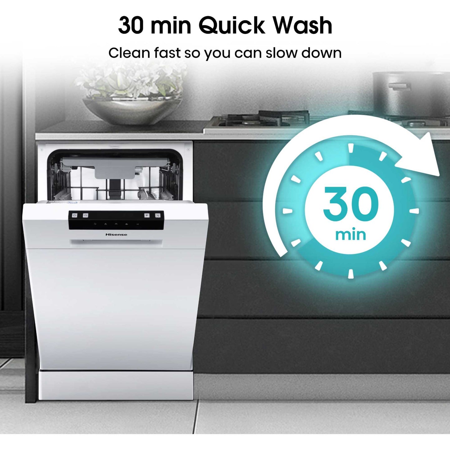 Hisense Hi4 Freestanding Slimline Dishwasher - HS523E15WUK