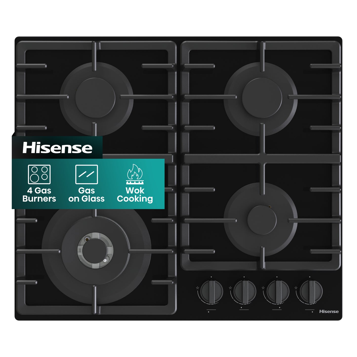 Hisense GG663BHF 60cm 4 Burner Gas Hob - Black