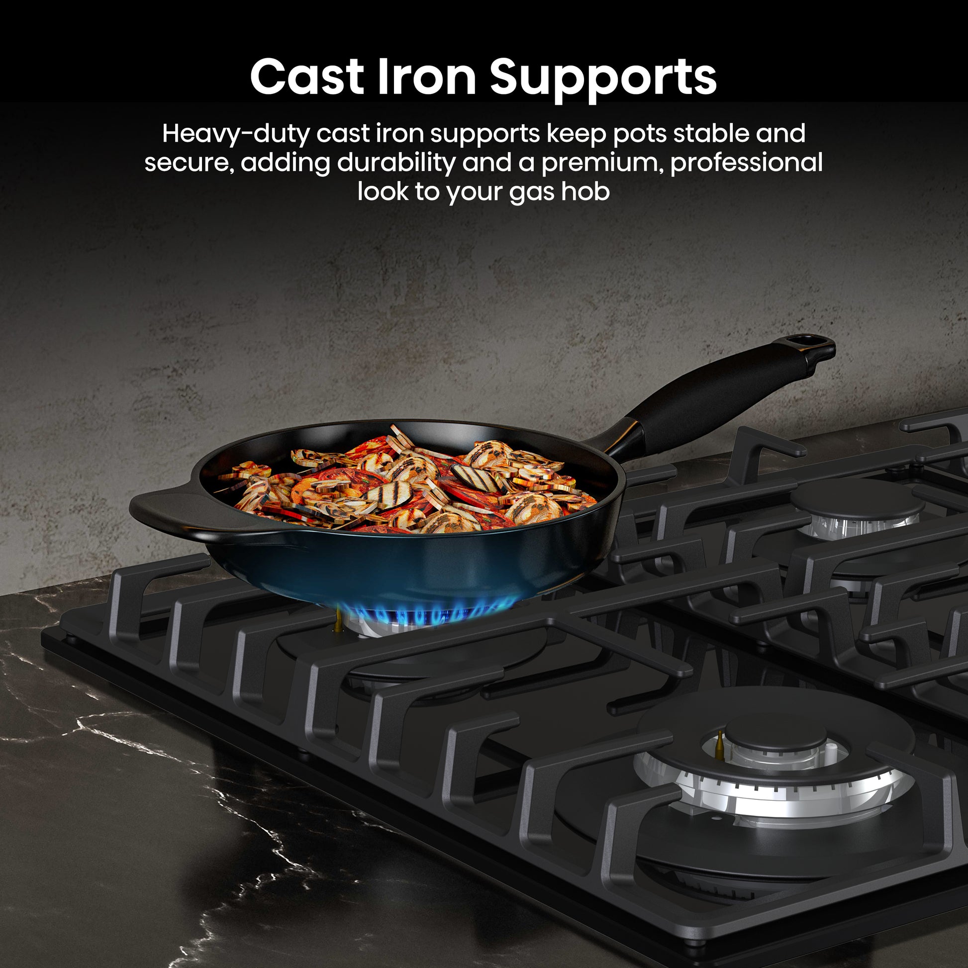 Hisense GG663BHF 60cm 4 Burner Gas Hob - Black